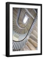 Low Angle View of Stone Staircase with Handrail, UK-David Barbour-Framed Photo