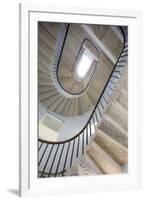 Low Angle View of Stone Staircase with Handrail, UK-David Barbour-Framed Photo