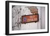 Low angle view of street sign, Calle Crisologo, Vigan, Ilocos Sur, Philippines-null-Framed Photographic Print