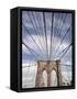 Low angle view of suspension cables, Brooklyn Bridge, New York City, New York, USA-null-Framed Stretched Canvas