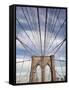 Low angle view of suspension cables, Brooklyn Bridge, New York City, New York, USA-null-Framed Stretched Canvas