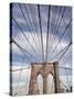 Low angle view of suspension cables, Brooklyn Bridge, New York City, New York, USA-null-Stretched Canvas