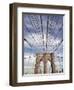 Low angle view of suspension cables, Brooklyn Bridge, New York City, New York, USA-null-Framed Photographic Print