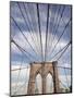 Low angle view of suspension cables, Brooklyn Bridge, New York City, New York, USA-null-Mounted Photographic Print