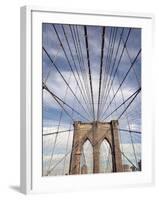 Low angle view of suspension cables, Brooklyn Bridge, New York City, New York, USA-null-Framed Photographic Print