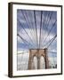 Low angle view of suspension cables, Brooklyn Bridge, New York City, New York, USA-null-Framed Photographic Print