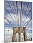 Low angle view of suspension cables, Brooklyn Bridge, New York City, New York, USA-null-Mounted Photographic Print