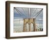 Low angle view of suspension cables on Brooklyn Bridge, New York City, New York, USA-null-Framed Photographic Print