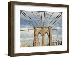 Low angle view of suspension cables on Brooklyn Bridge, New York City, New York, USA-null-Framed Photographic Print