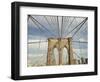 Low angle view of suspension cables on Brooklyn Bridge, New York City, New York, USA-null-Framed Photographic Print
