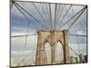 Low angle view of suspension cables on Brooklyn Bridge, New York City, New York, USA-null-Mounted Photographic Print