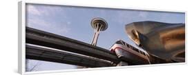 Low Angle View of the Monorail and Space Needle, Seattle, Washington State, USA-null-Framed Photographic Print
