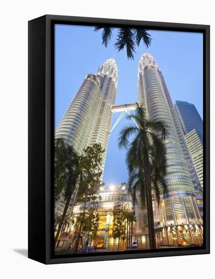 Low Angle View of the Petronas Twin Towers, Kuala Lumpur, Malaysia, Southeast Asia, Asia-Gavin Hellier-Framed Stretched Canvas