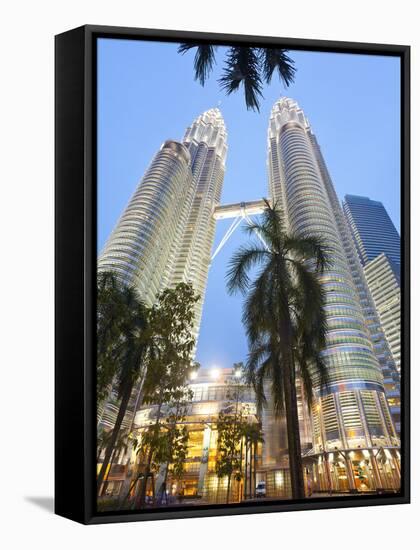 Low Angle View of the Petronas Twin Towers, Kuala Lumpur, Malaysia, Southeast Asia, Asia-Gavin Hellier-Framed Stretched Canvas