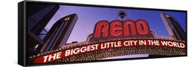 Low Angle View of the Reno Arch at Dusk, Virginia Street, Reno, Nevada, USA-null-Framed Stretched Canvas