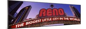 Low Angle View of the Reno Arch at Dusk, Virginia Street, Reno, Nevada, USA-null-Mounted Photographic Print