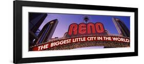 Low Angle View of the Reno Arch at Dusk, Virginia Street, Reno, Nevada, USA-null-Framed Photographic Print