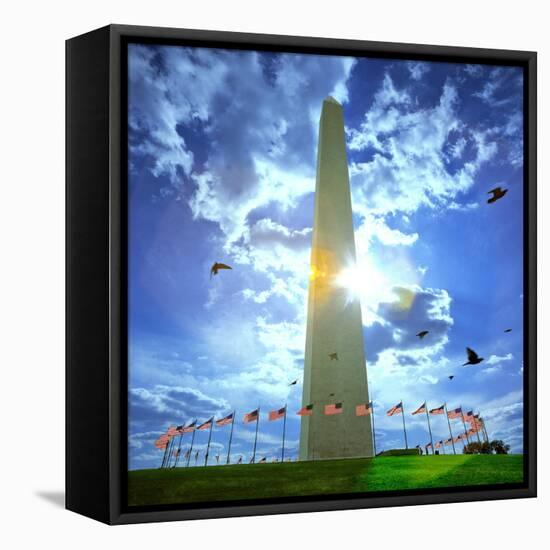 Low Angle View of the Washington Monument, the Mall, Washington Dc, USA-null-Framed Stretched Canvas