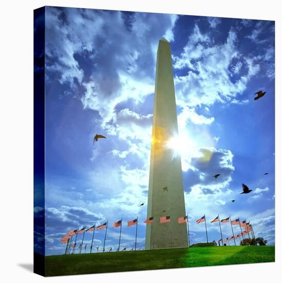 Low Angle View of the Washington Monument, the Mall, Washington Dc, USA-null-Stretched Canvas