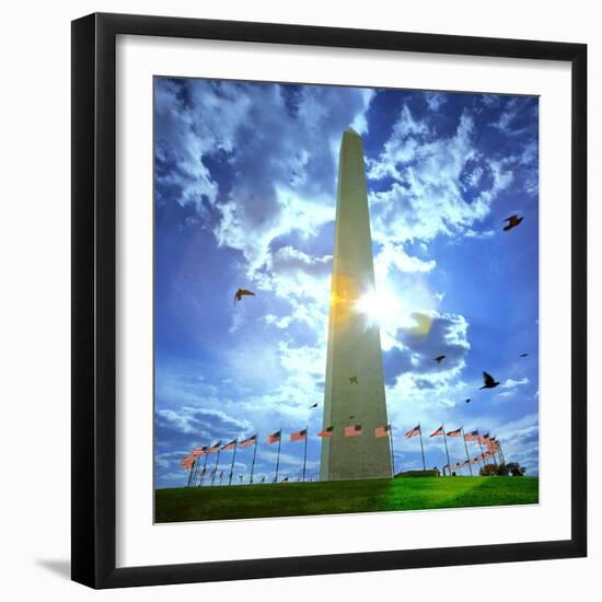 Low Angle View of the Washington Monument, the Mall, Washington Dc, USA-null-Framed Premium Photographic Print