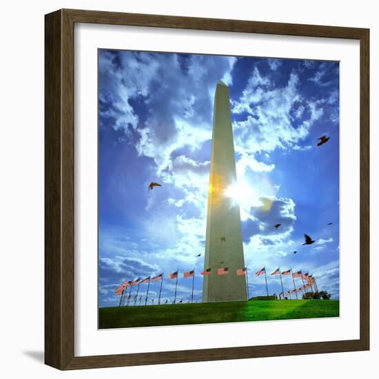 Low Angle View of the Washington Monument, the Mall, Washington Dc, USA-null-Framed Photographic Print