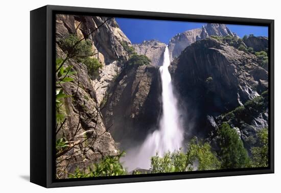 Low Angle View of the Yosemite Falls California-George Oze-Framed Stretched Canvas