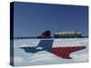 Low Angle View of Truck and Map of Texas on the Slope Beside a Highway, Pecos, Texas, USA-null-Stretched Canvas