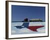 Low Angle View of Truck and Map of Texas on the Slope Beside a Highway, Pecos, Texas, USA-null-Framed Photographic Print