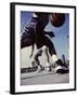 Low Angle View of Two Men Playing Basketball-null-Framed Photographic Print