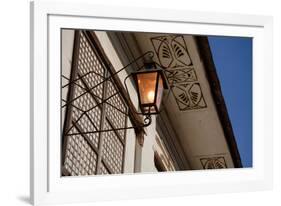 Low angle view of vintage lantern on wall, Vigan, Ilocos Sur, Philippines-null-Framed Photographic Print