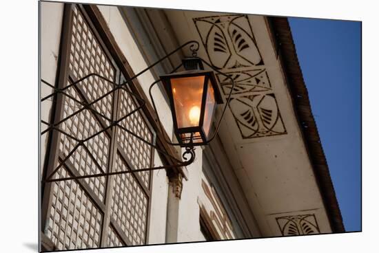 Low angle view of vintage lantern on wall, Vigan, Ilocos Sur, Philippines-null-Mounted Photographic Print