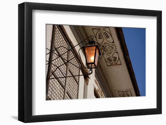 Low angle view of vintage lantern on wall, Vigan, Ilocos Sur, Philippines-null-Framed Photographic Print