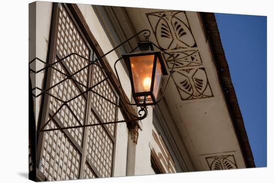 Low angle view of vintage lantern on wall, Vigan, Ilocos Sur, Philippines-null-Stretched Canvas