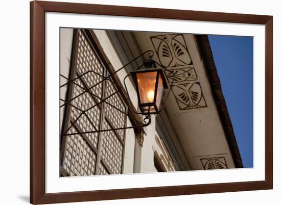 Low angle view of vintage lantern on wall, Vigan, Ilocos Sur, Philippines-null-Framed Photographic Print