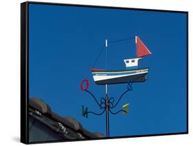 Low angle view of weather vane, Creac'h Lighthouse, Ushant Island, Finistere, Brittany, France-null-Framed Stretched Canvas