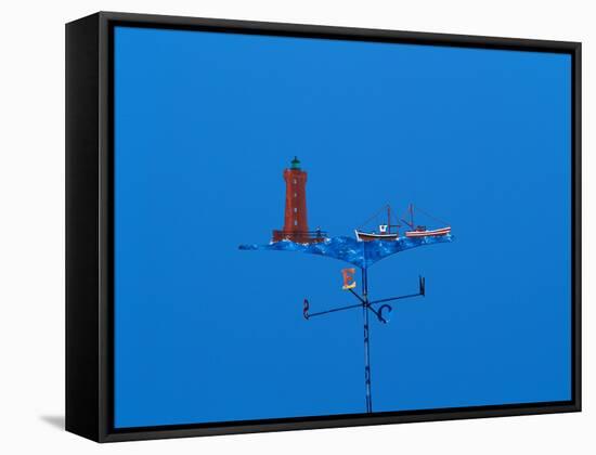 Low angle view of weather vane-null-Framed Stretched Canvas