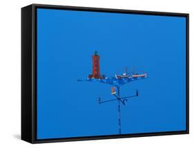 Low angle view of weather vane-null-Framed Stretched Canvas