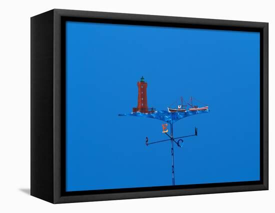 Low angle view of weather vane-null-Framed Stretched Canvas