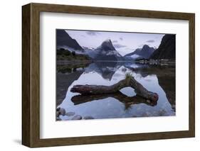 Low cloud below Mitre Peak, Milford Sound, Fiordland National Park, South Island, New Zealand-Ed Rhodes-Framed Photographic Print