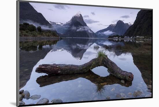 Low cloud below Mitre Peak, Milford Sound, Fiordland National Park, South Island, New Zealand-Ed Rhodes-Mounted Photographic Print