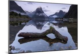 Low cloud below Mitre Peak, Milford Sound, Fiordland National Park, South Island, New Zealand-Ed Rhodes-Mounted Photographic Print