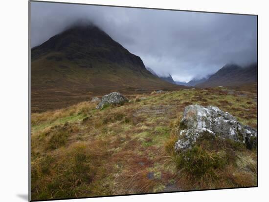 Low Cloud Hangs over Glencoe, Argyll, Scotland, United Kingdom, Europe-Jon Gibbs-Mounted Photographic Print