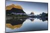 Low cloud lying below Mitre Peak at Milford Sound, Fiordland National Park, New Zealand-Ed Rhodes-Mounted Photographic Print