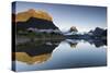 Low cloud lying below Mitre Peak at Milford Sound, Fiordland National Park, New Zealand-Ed Rhodes-Stretched Canvas