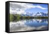 Low Clouds and Mist around Grandes Jorasses While Hikers Proceed on Lac De Cheserys, French Alps-Roberto Moiola-Framed Stretched Canvas