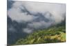 Low Clouds over Meadows Surrounded by Trees, with Small Farm Buildings Near Fliess, Tirol, Austria-Benvie-Mounted Photographic Print