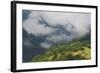 Low Clouds over Meadows Surrounded by Trees, with Small Farm Buildings Near Fliess, Tirol, Austria-Benvie-Framed Photographic Print