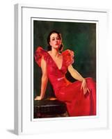 "Low-Cut Red Dress,"January 20, 1934-Tom Webb-Framed Giclee Print