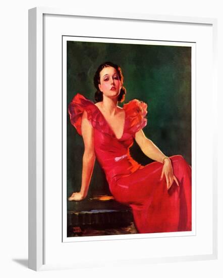 "Low-Cut Red Dress,"January 20, 1934-Tom Webb-Framed Giclee Print