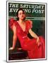 "Low-Cut Red Dress," Saturday Evening Post Cover, January 20, 1934-Tom Webb-Mounted Giclee Print
